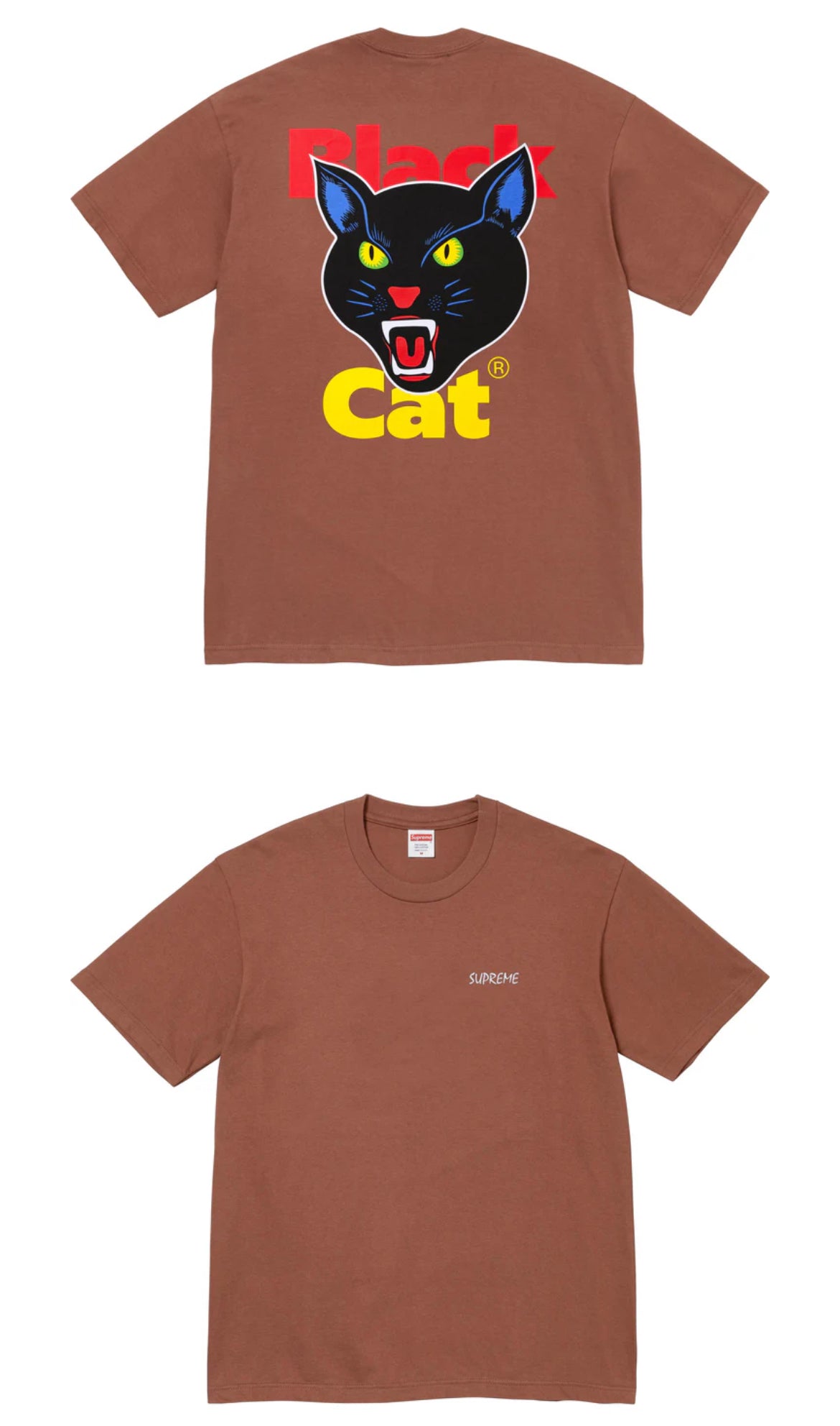 BLACK CAT TEE TSHIRT SUPREME BROWN