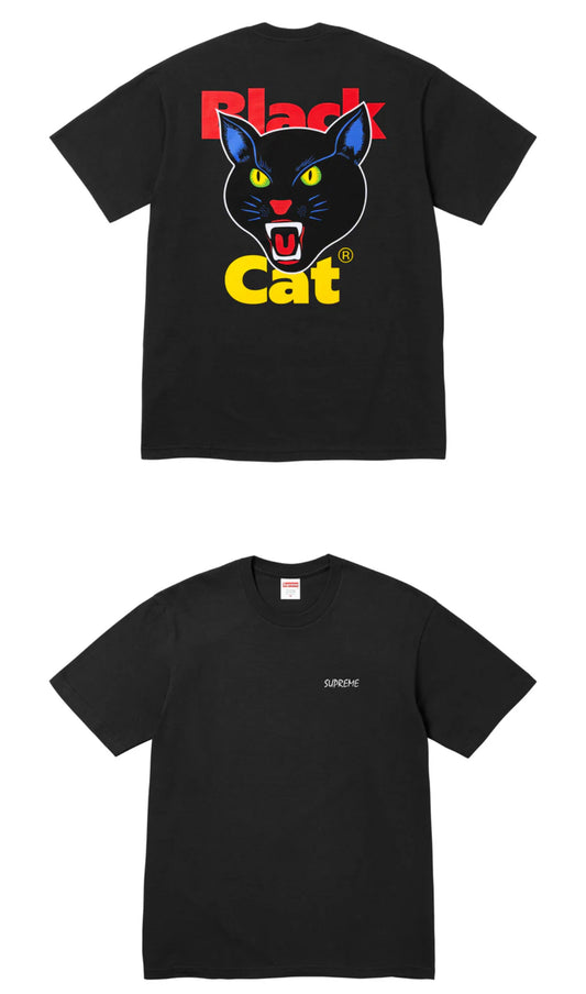 SUPREME BLACK CAT TEE BLACK