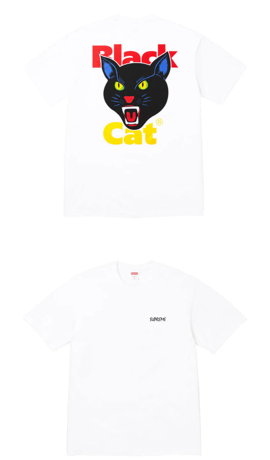 BLACK CAT TEE TSHIRT SUPREME WHITE